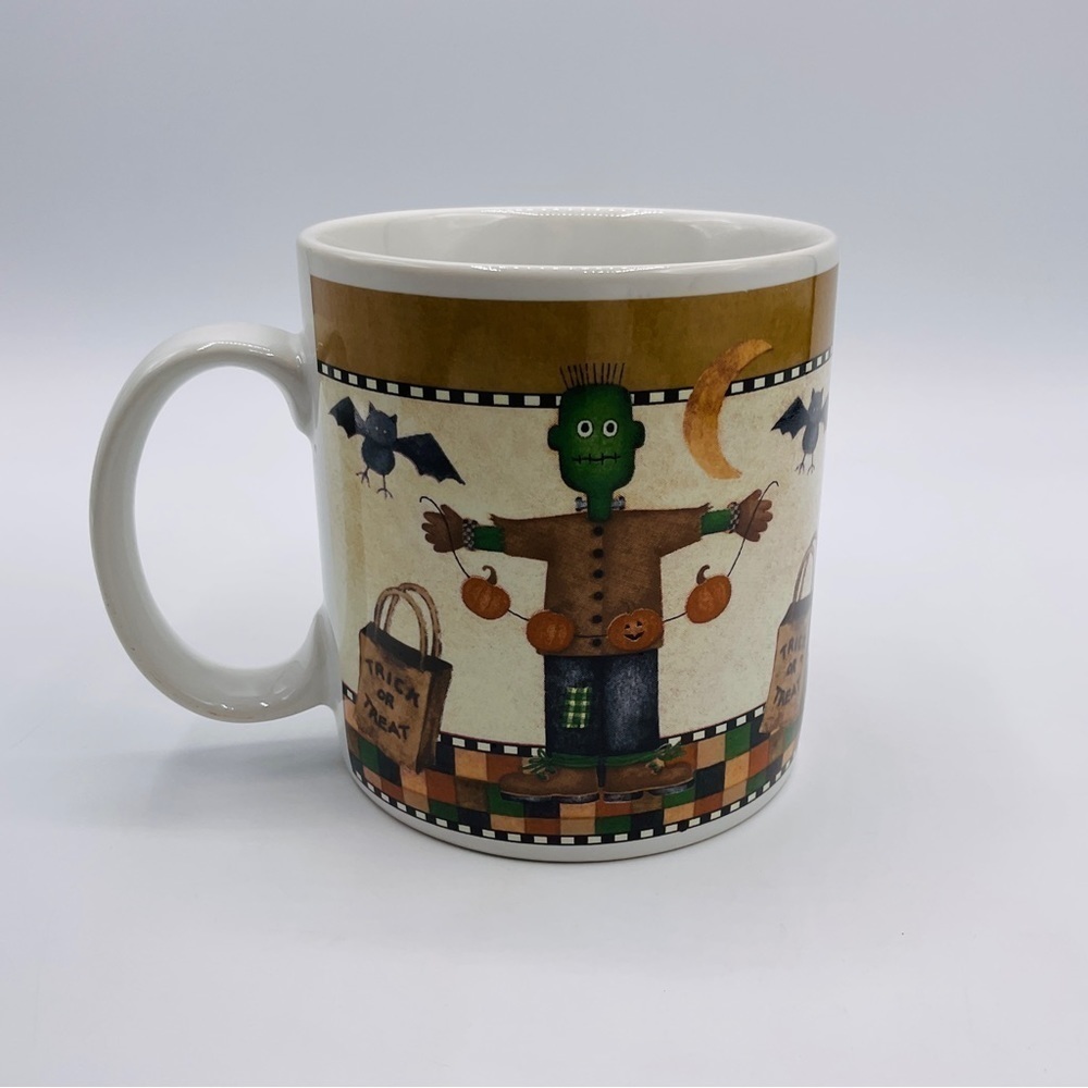 Vtg Sakura Halloween Frankenstein Coffee Mug Cup Debbie Mumm Fall Holiday 1998